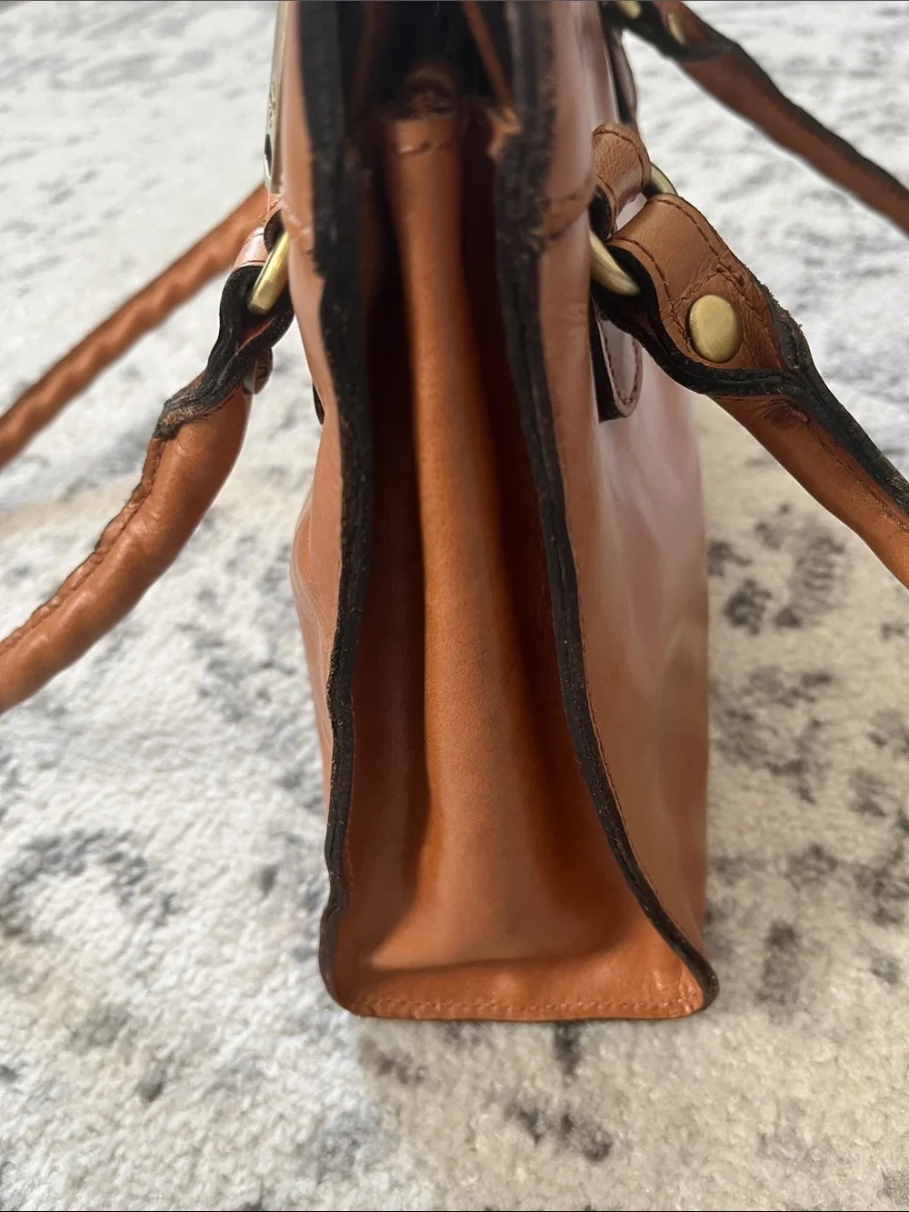 Patricia Nash Calvi Heritage Tan Leather Top-Handle Satchel